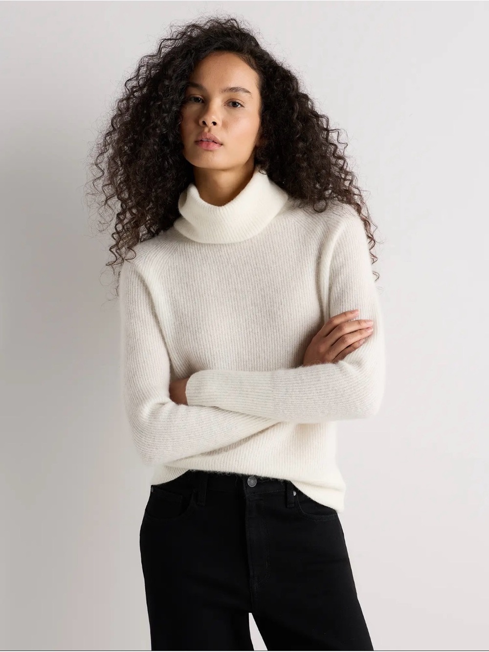 Quince | Sweaters | Lightweight Baby Alpaca Turtleneck in Stone Ivory